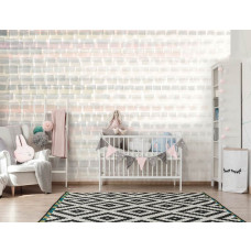 Een fotobehang van abstractie schilderij met pastel kleuren in kunst in de babykamer.