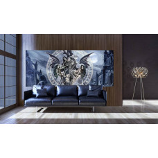 Een fotobehang met een donkere fantasy-kunst van Lilithia in een alchemistische stijl, perfect voor de woonkamer.
