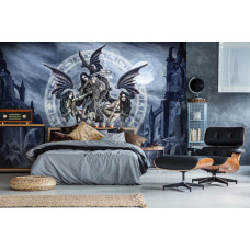 Een fotobehang van Lilithia in een duister alchemie thema voor de slaapkamer.
