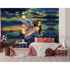 Een fotobehang met abstracte kunst van Skylundine in rock-'n-roll-stijl voor de slaapkamer.