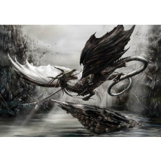Draak en alchemie, fotobehang met magische en duistere thema's voor een mysterieuze sfeer.
