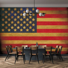 Fotobehang Amerikaanse vlag van de Verenigde Staten in vintage stijl met vliesbehang in woonkamer.