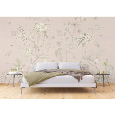 Fotobehang van antieke bloemen in een klassieke stijl voor de slaapkamer, met rijke kleuren en gedetailleerde bloemmotieven.