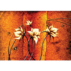 Artistieke bloemen, abstract kunstfotobehang met een schilderijachtige uitstraling.