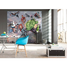 Een fotobehang van de Avengers in Street Revenge van Marvel te zien in de kinderkamer.