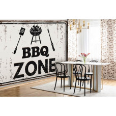Een fotobehang van een BBQ-zone collage voor restaurantgebruik in de keuken.
