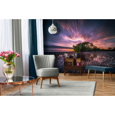 Fotobehang van een prachtig strand met eb, ideaal voor de huiskamer.