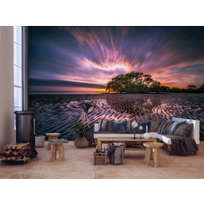 Fotobehang van een mooi strand met eb, geschikt voor de woonkamer.