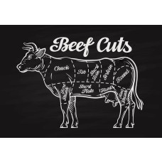 Vlees snijplan, fotobehang voor restaurants en cafés met een rustieke en professionele uitstraling.