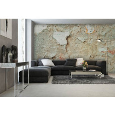 Een fotobehang met een beschadigde betonnen muur in industriėle stijl voor de woonkamer.