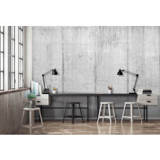 Een fotobehang met betonplaten in een industrieel ontwerp, geschikt voor een kantoorruimte.