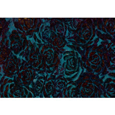 Blauwe bloemen en rozen fotobehang, schilderijstijl voor een artistieke uitstraling.