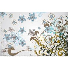 Abstract bloemenpatroon fotobehang, met sierlijke ornamenten in een levendige en kunstzinnige stijl.