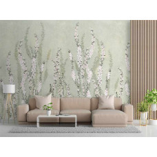 Fotobehang Boho bloemen in grijze tinten.