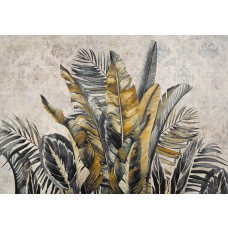 Fotobehang van botanische jungle bladeren in pracht, op vliesbehang voor een natuurlijke look.