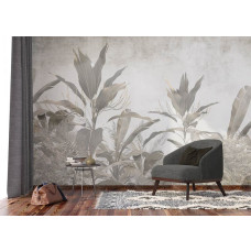 Een levendig fotobehang van een botanische jungle in een moderne woonkamer, brengt de weelderigheid van de natuur binnen.