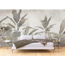 Een rustgevend fotobehang van een botanische jungle in de slaapkamer, creëert een serene en ontspannen ambiance om in weg te dromen.