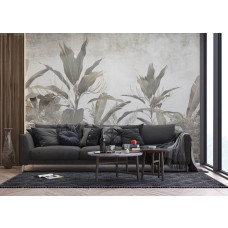 Fotobehang van een botanische jungle in de woonkamer, brengt een frisse en levendige sfeer vol natuur in huis.