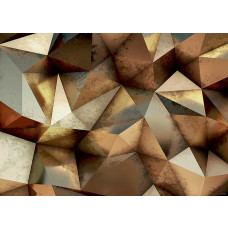 Een fotobehang van bronzen 3D geometrie in abstracte driehoeken.