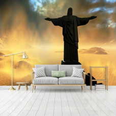Een fotobehang van het standbeeld van Christus de Verlosser voor de slaapkamer.