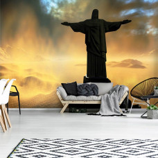 Een fotobehang van het standbeeld van Christus de Verlosser voor de woonkamer.