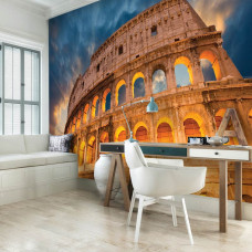 Een fotobehang van het Colosseum in Rome, Italiė voor het kantoor.