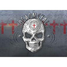 Deathmetal skull alchemie fotobehang, met een donkere en stoere uitstraling, ideaal voor rock- en metalfans.