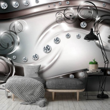 Een fotobehang met sprankelende diamanten in een stijlvolle huiskamer setting.