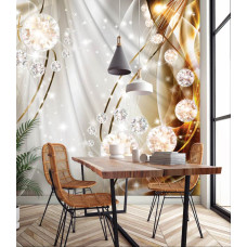 Een fotobehang met diamanten op een gouden achtergrond voor de keuken.