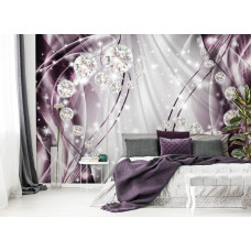 Een fotobehang met diamanten op een paarse en abstracte achtergrond voor de slaapkamer.