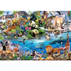 Dierentuin dieren, vrolijk fotobehang voor kinderkamers met een leuke dierentuin sfeer.