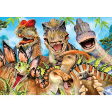 Dinosaurus fotobehang, vrolijk en speels met grappige dinosaurussen voor kinderkamers.