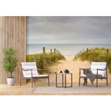 Fotobehang Duinen bij de Noordzee in een bedrijfsruimte met een rustgevend kustlandschap dat een inspirerende werkomgeving creëert.