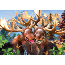 Elanden in een dolle beestenboel, fotobehang met vrolijke dieren voor kinderen en speelkamers.