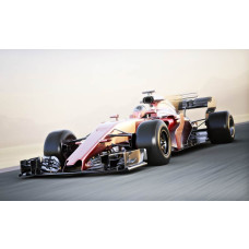 Fotobehang van een Ferrari Formule 1 auto op topsnelheid, voor een iconische racesfeer.