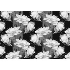 Abstract bloemenpatroon in zwart-wit, weergegeven op een modern en artistiek fotobehang.