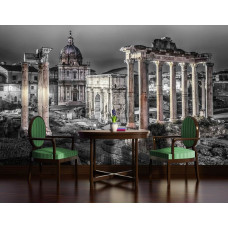 Een zwart-wit fotobehang van het Forum Romanum in Rome, Italiė, voor de keuken.