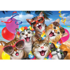 Funny katten en dolle beestenboel, kerstfotobehang met een vrolijke en grappige sfeer.