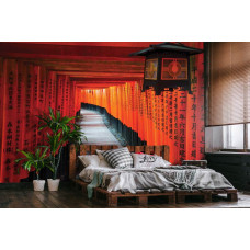 Een fotobehang van een gang met 3D-effect geļnspireerd op China voor de slaapkamer.