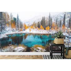 Een fotobehang met het Geisermeer in Siberiė, perfect voor een combinatie van woonkamer en slaapkamer.