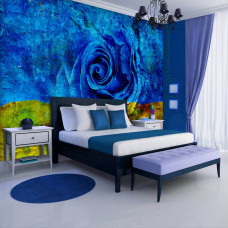 Een fotobehang met geschilderde rozenbloemen voor de slaapkamer.