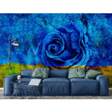 Een fotobehang met geschilderde rozenbloemen voor de woonkamer.