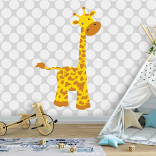 Een fotobehang met een giraffe voor de babykamer, kinderkamer en jongenskamer.