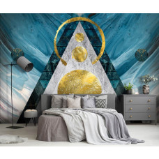 Een fotobehang met een glamour art deco abstract kunstwerk voor de slaapkamer.