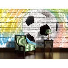 Fotobehang met graffiti kunstwerk van een voetbaldoel voor de kinderkamer.