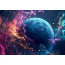 De sterren en planeten van de melkweg afgebeeld in een grootse galactische weergave op dit fotobehang.