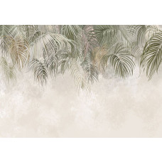 Fotobehang, Hangende palmbladeren groen beige bruin
