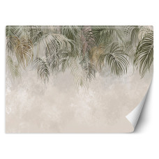 Fotobehang, Hangende palmbladeren groen beige bruin