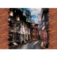 Een fotobehang met Harry Potter Wegisweg - Diagon Alley, waarin de sfeervolle tovenaarswinkelstraat tot leven komt met magische etalages en betoverende verlichting.