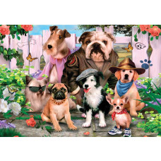 Honden in carnaval, dolle beestenboel fotobehang met een vrolijke en feestelijke uitstraling.